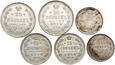 Rosja, Mikołaj II, 10/15/20 kopiejek 1913-15, zestaw 6 monet