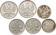 Rosja, Mikołaj II, 10/15/20 kopiejek 1913-15, zestaw 6 monet