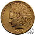 USA, 10 Dolarów 'Indianin' 1915 r. 