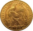 Francja  - 20 franków 1910 - KOGUT -  Paryż - WYSYŁKA GRATIS