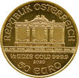 Austria, Filharmonicy, 50 euro 2020, 1/2 uncji złota