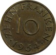 Niemcy - Saarland - 10 franków 1954
