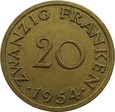 Niemcy - Saarland - 20 franków 1954