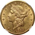 USA, 20 dolarów 1883 CC, Carson City, NGC AU55, #LK