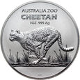 8. Australia, Elżbieta II, 1 dolar 2021, ZOO Cheetah, 1 Oz Ag999