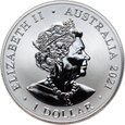 8. Australia, Elżbieta II, 1 dolar 2021, ZOO Cheetah, 1 Oz Ag999