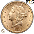 8686. USA 20 dolarów 1903-S - PCGS UNC Details