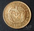  Złota moneta 5 Peso / Pesos 1925 r. - Kolumbia