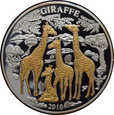 Rwanda - 1000 francs 2010 - Żyrafy z diamentami - 3 oz Ag 999