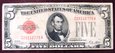 J654 USA 5 dolarów 1928 czerwona pieczęć