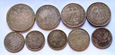 F14926 zestaw 9 monet srebrnych 1875-1938