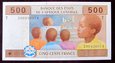 J1003 AFRYKA CENTRALNA 500 franków 2002 UNC