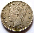 F14983 USA 5 centów 1891