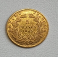Złota moneta Francja 5 franków 1863 BB