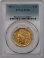 USA, 10 Dolarów Indian Head 1911 rok,  AU 50 PCGS