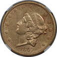 USA, 20 Dolarów Liberty Head 1867 S rok, NGC AU 53   