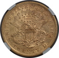 USA, 20 Dolarów Liberty Head 1867 S rok, NGC AU 53   