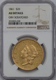 USA, 20 Dolarów Liberty Head 1861 rok, NGC