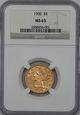 USA, 5 Dolarów Liberty Head 1900 rok, NGC MS 63, /K12/