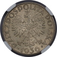 Polska, II RP, 2 Złote 1936 rok, Żaglowiec, NGC AU 58, /K2/