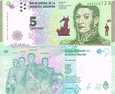 ARGENTYNA 5 Pesos 2015 P-New UNC 