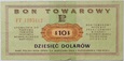 Bon Towarowy 10 dolarów - 1969 rok - Seria FF