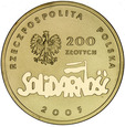 Polska 200 złotych 2005 - 25-lecie Solidarności, Złoto