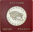 Polska 100 złotych 1977 - Żubr - Ochrona Środowiska, PRÓBA