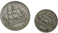Polska 2 i 5 Złotych 1936 - Żaglowiec, zestaw 2 sztuk