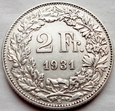 Szwajcaria - 2 franki - 1931 - stojąca Helvetia - srebro