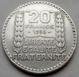 Francja - 20 franków - 1938 - srebro