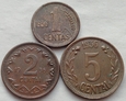 MK - LITWA - 1 Centas + 2 Centai + 5 Centai - 1936 - ZESTAW