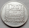 Francja - 20 franków - 1929 - srebro