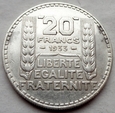 Francja - 20 franków - 1933 - srebro