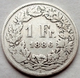 Szwajcaria - 1 frank - 1886 - stojąca Helvetia - srebro