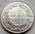 Szwajcaria - 2 franki - 1967 - stojąca Helvetia - srebro