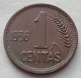 MK - LITWA - 1 Centas / Cent - 1936