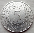Niemcy - 5 marek - 1966 J - srebro