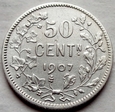 Belgia - 50 Centimes - 1907 - Leopold II - Belgen - srebro