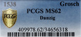 ZG. I STARY Grosz Gdańsk 1538 (R) PCGS MS62 - MAX NOTA ŚWIAT!