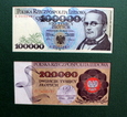 Banknoty PRL 10-200000 zł 1974-1990 w folderze NBP 14 sztuk