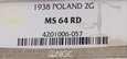 2 grosze 1938 NGC MS 64 RD