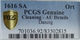 Ort gdański 1616 PCGS AU details