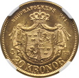 (D) SZWECJA, 20 koron 1876, NGC MS64+