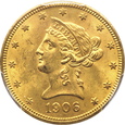 USA, 10 DOLARÓW 1906,  PCGS MS63