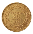 TUNEZJA, 20 FRANKÓW 1891 A