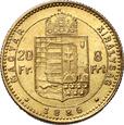 Węgry, Franciszek Józef I, 8 forintów/20 franków 1886