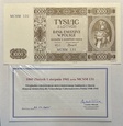 Rekonstrukcja 1000 złotych 1941 (2004) Krakowiak  + certyfikat 