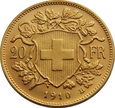 SZWAJCARIA: 20 franków 1910 rok. Mennica Berno 