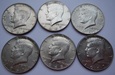USA 6 x 1/2 dolara 1966, 1967, 1968, 1969 r.  Kennedy